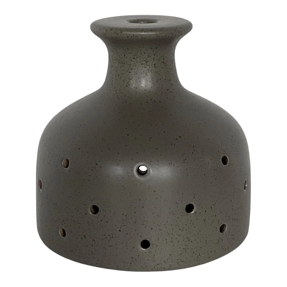 Wabi Sabi Luminary Pendant Light Fixture Shade Pierced Perforated Gray Ceramic